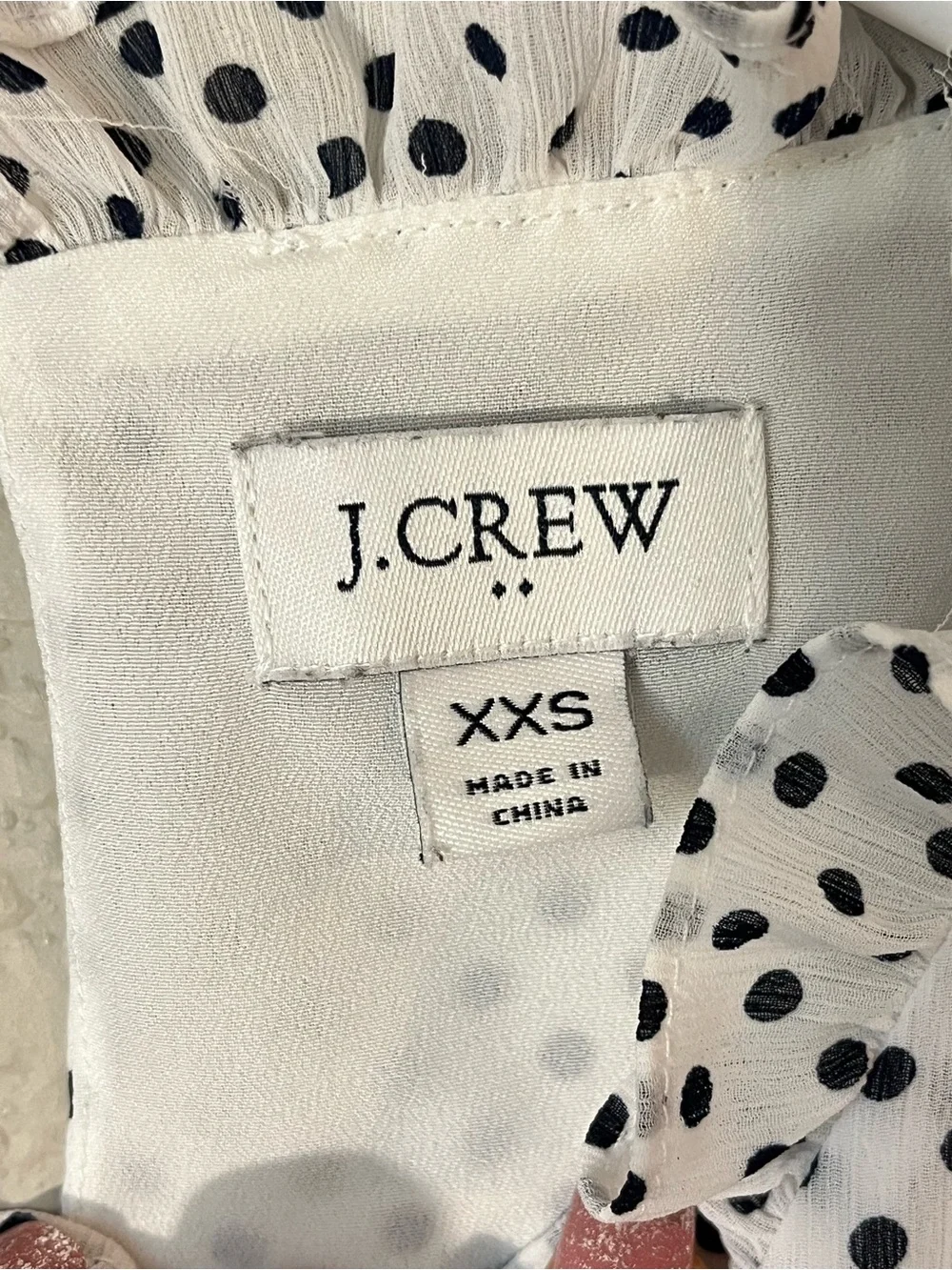 J.Crew XXS Polka Dot Ruffle Blouse Puff Sleeve White Black Preppy Office